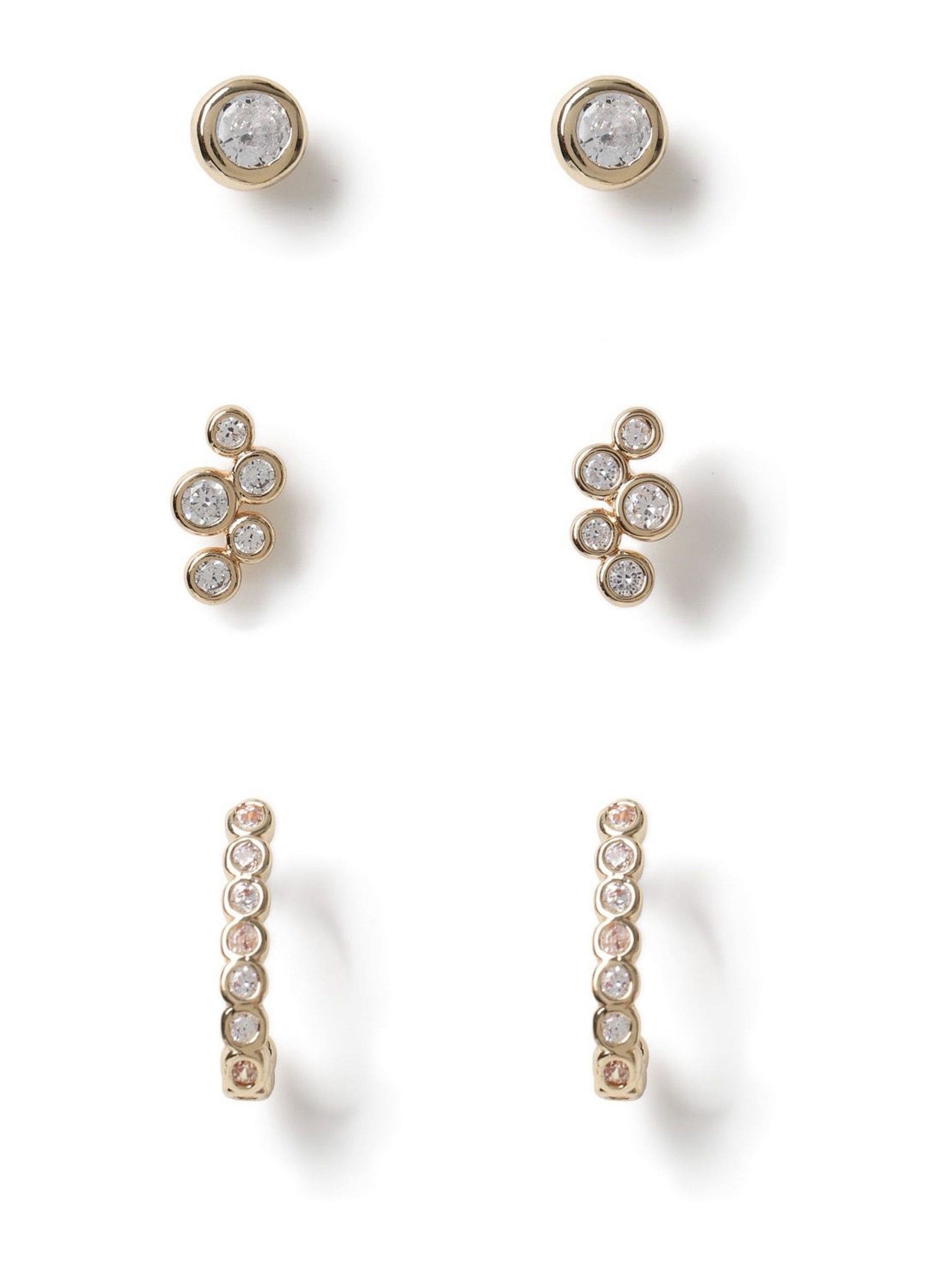 Aela gold tone diamond simulant earrings multipack - British product