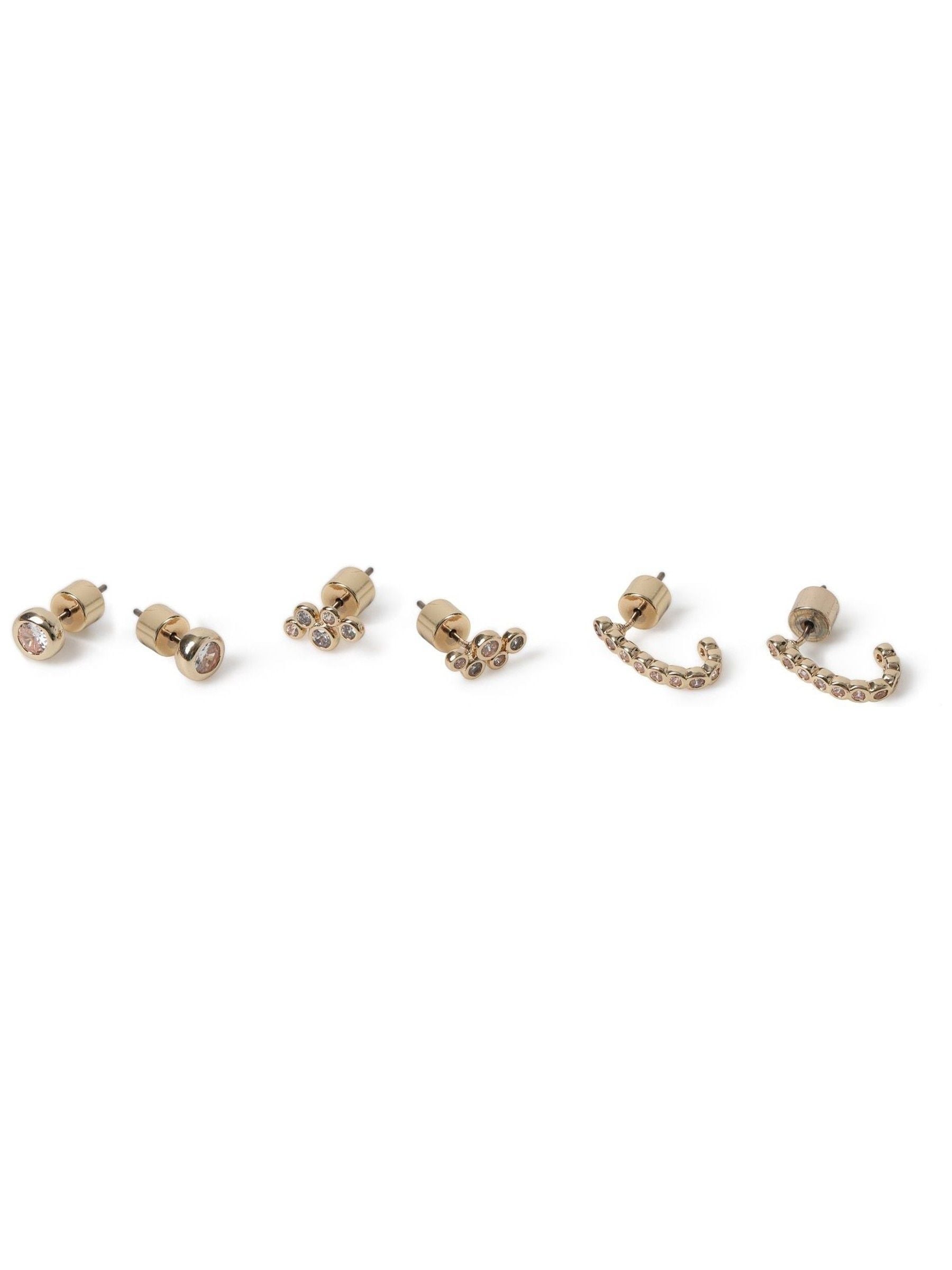 Aela gold tone diamond simulant earrings multipack - British product