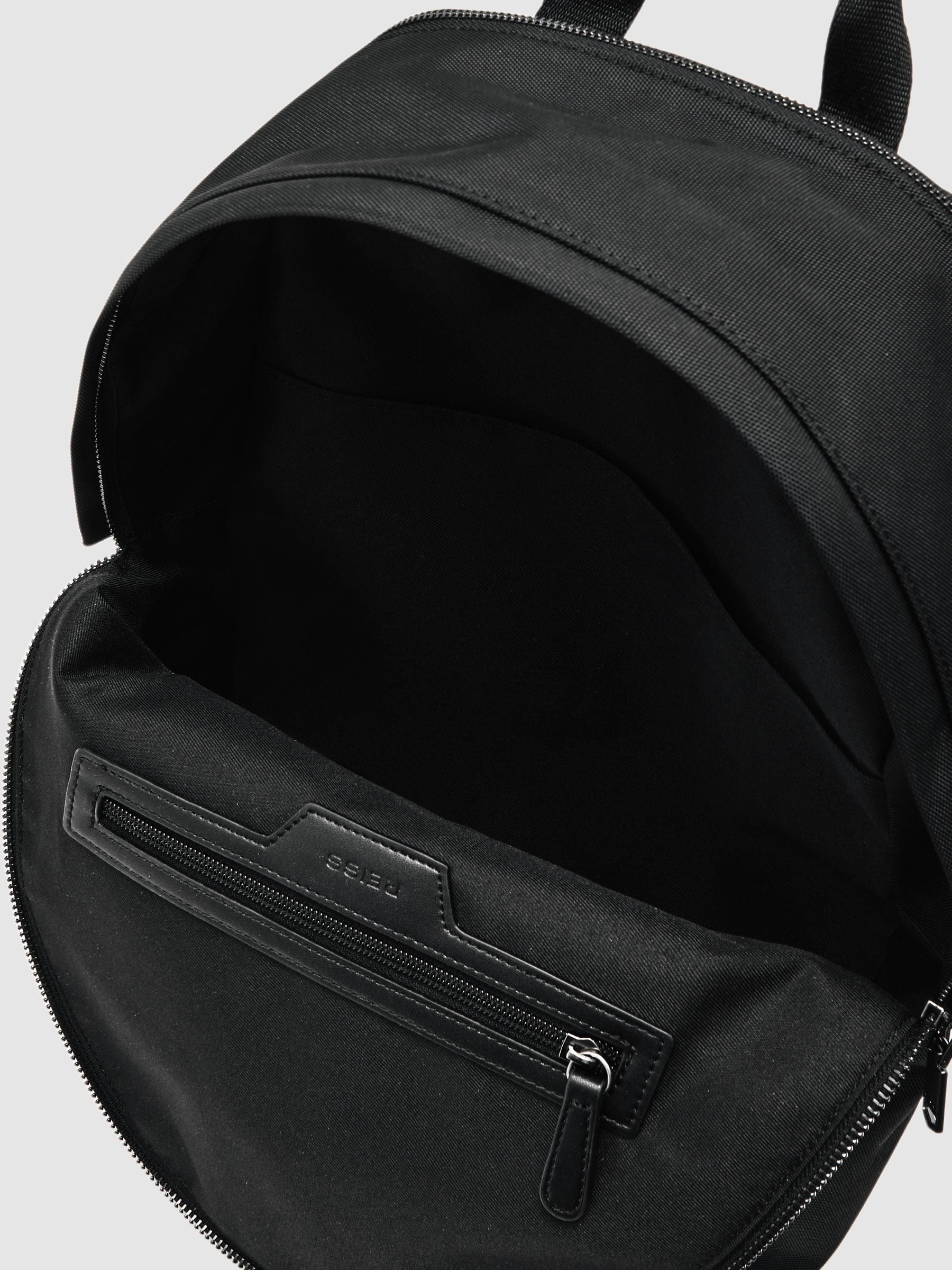 Reiss Black Allen woven zipped backpack - British product