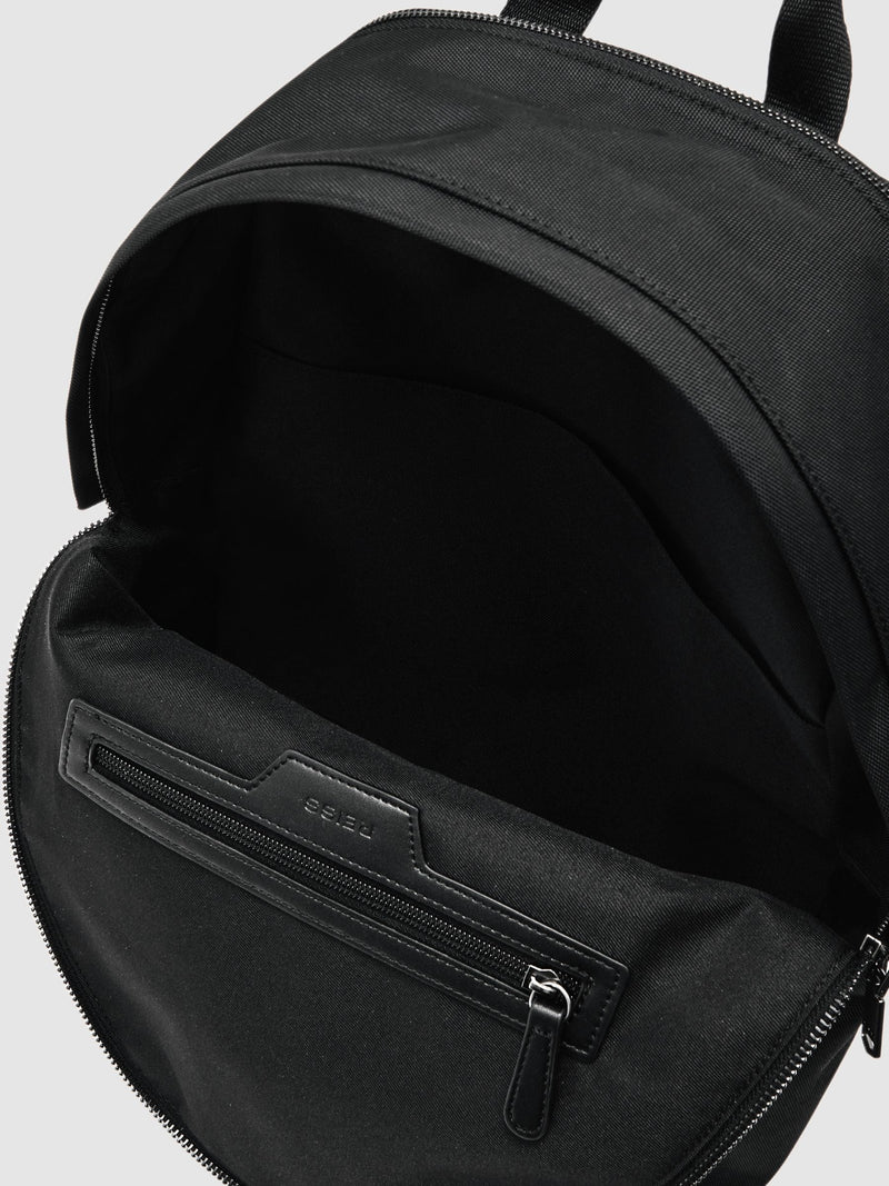 Reiss Black Allen woven zipped backpack - British product