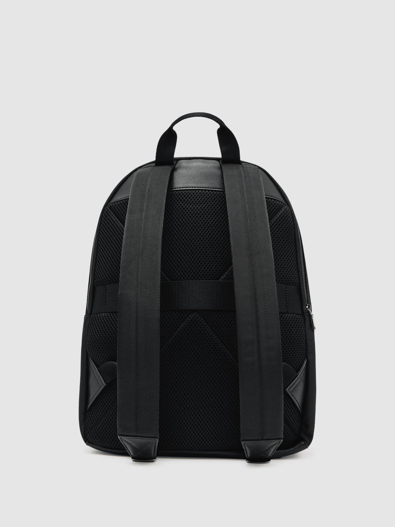 Reiss Black Allen woven zipped backpack - British product