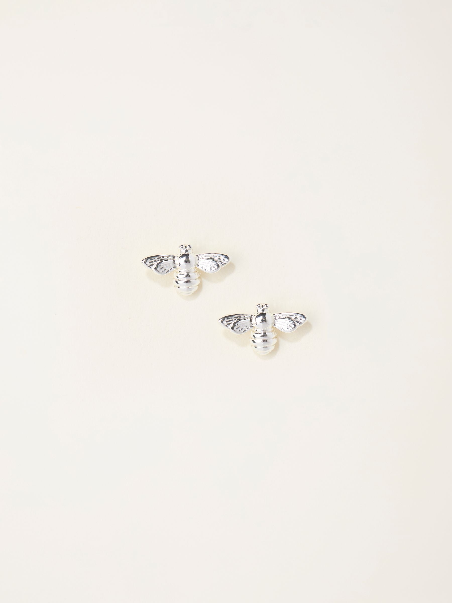 FatFace silver tone bee stud earrings 0.5cm, imported from the UK