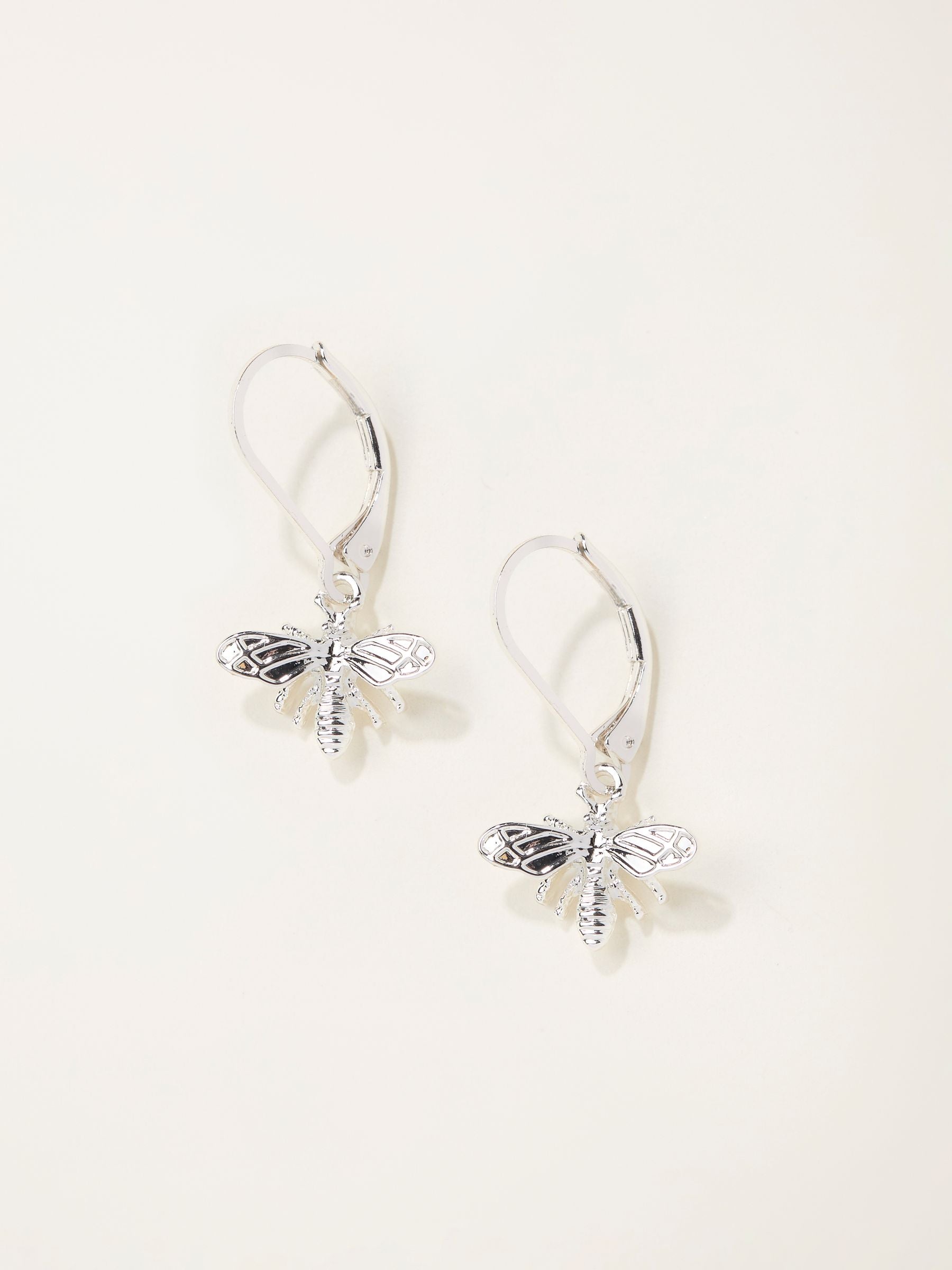 FatFace silver tone bee drop earrings, UK version