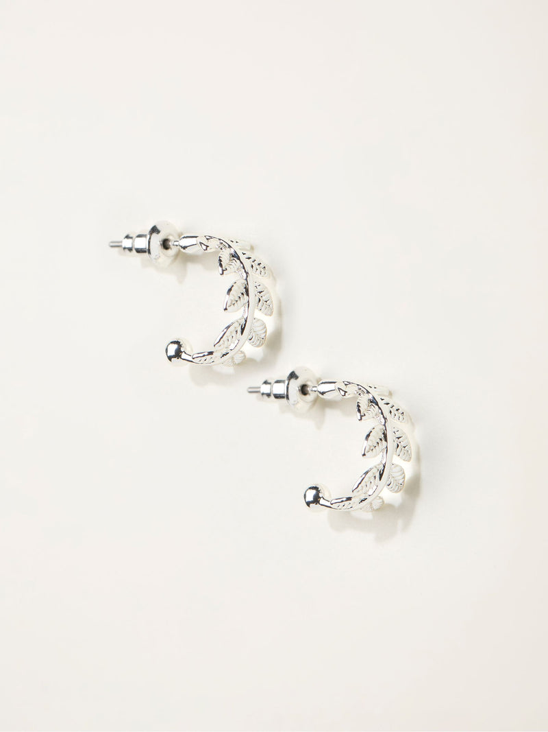 FatFace silver tone leaf hoop earrings - British product