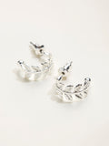 FatFace silver tone leaf hoop earrings - British product