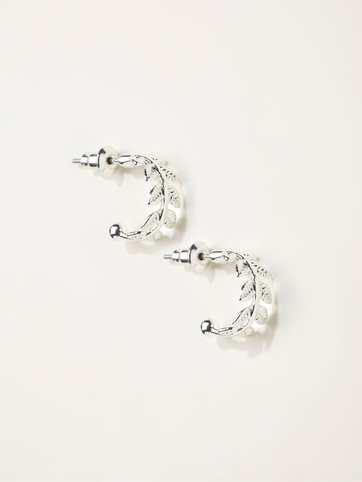 FatFace silver tone leaf hoop earrings - British product