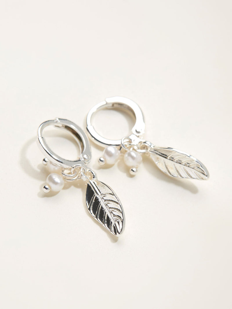 FatFace silver tone leaf drop earrings - British product
