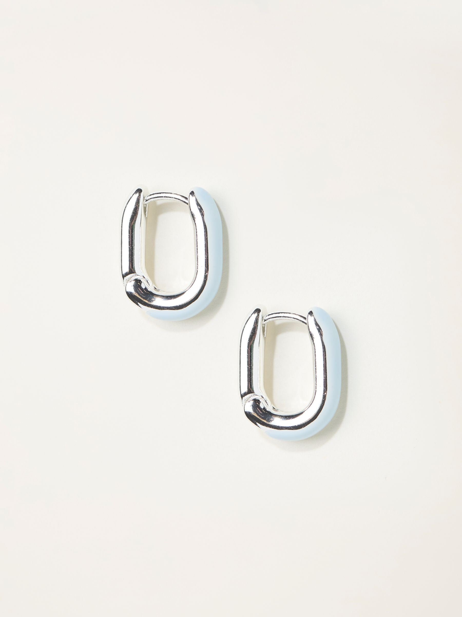 FatFace silver tone enamel oval hoop earrings, UK version