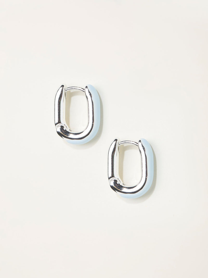 FatFace silver tone enamel oval hoop earrings, UK version