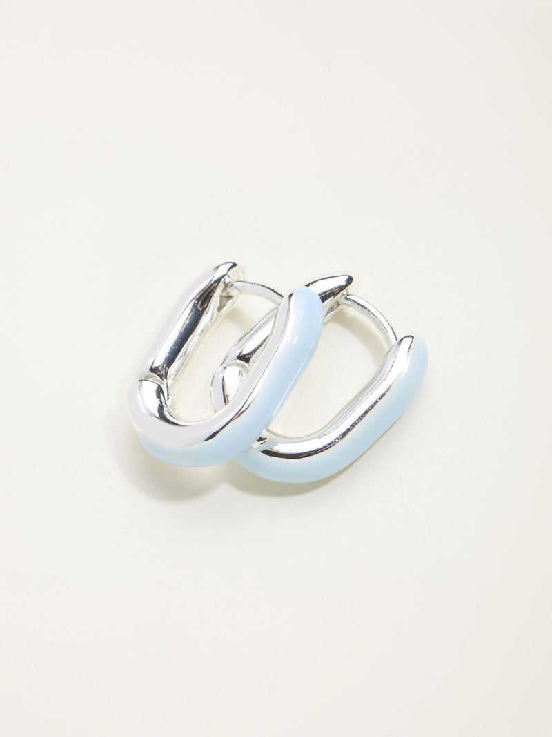 FatFace silver tone enamel oval hoop earrings, UK version