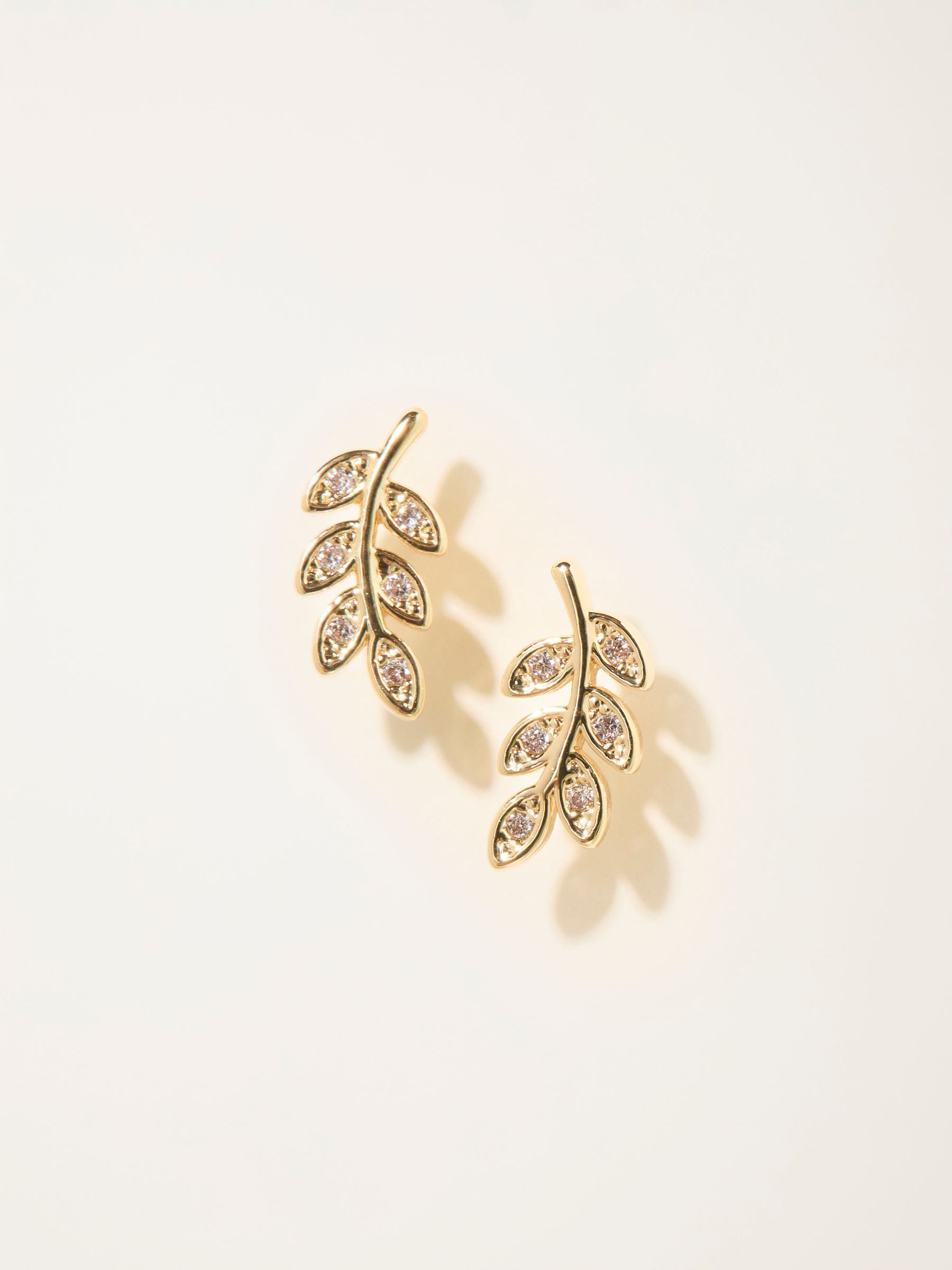 FatFace gold tone leaf stud earrings, imported from the UK