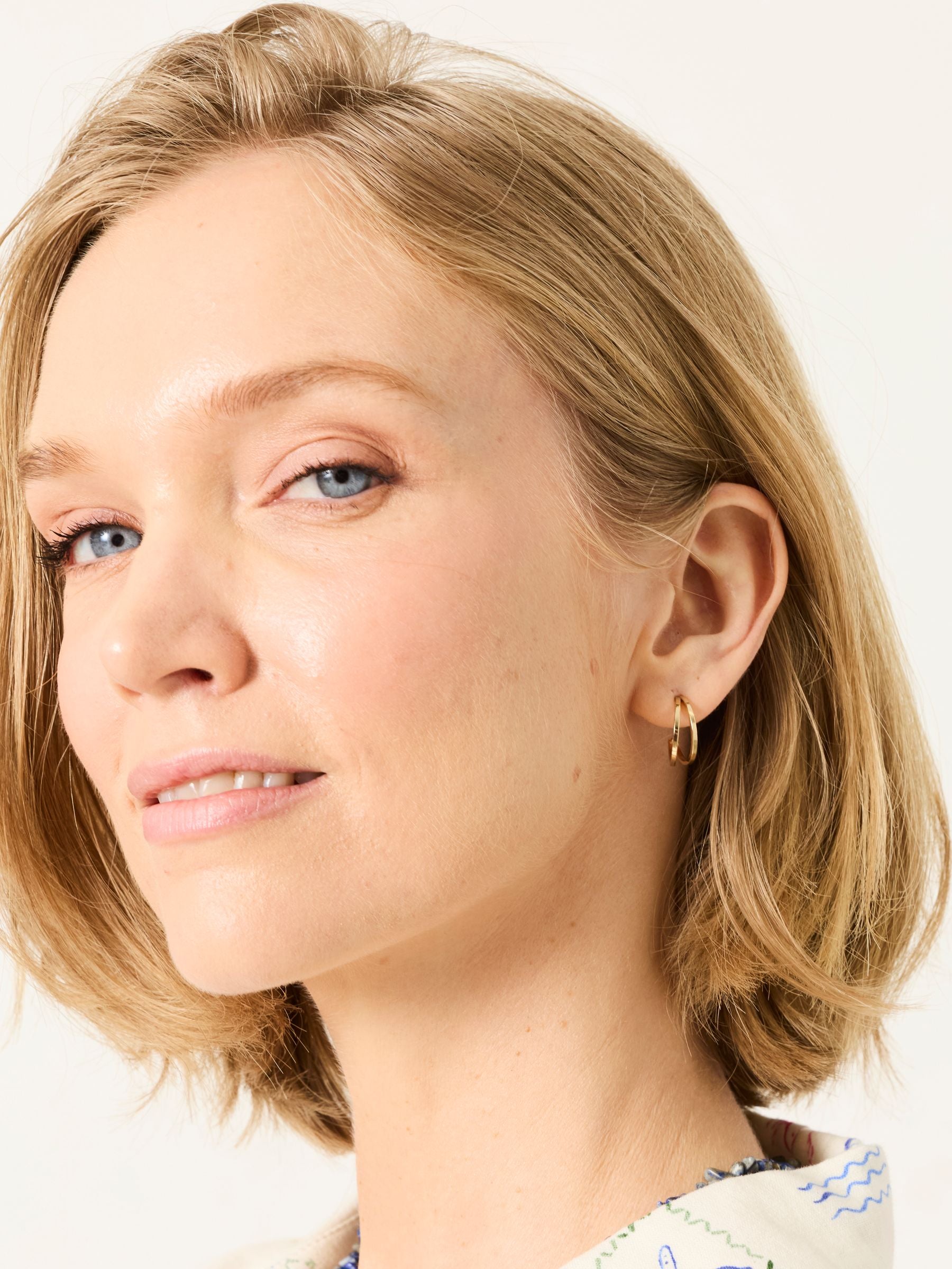 FatFace gold tone double hoop earrings 1.5cm, UK version