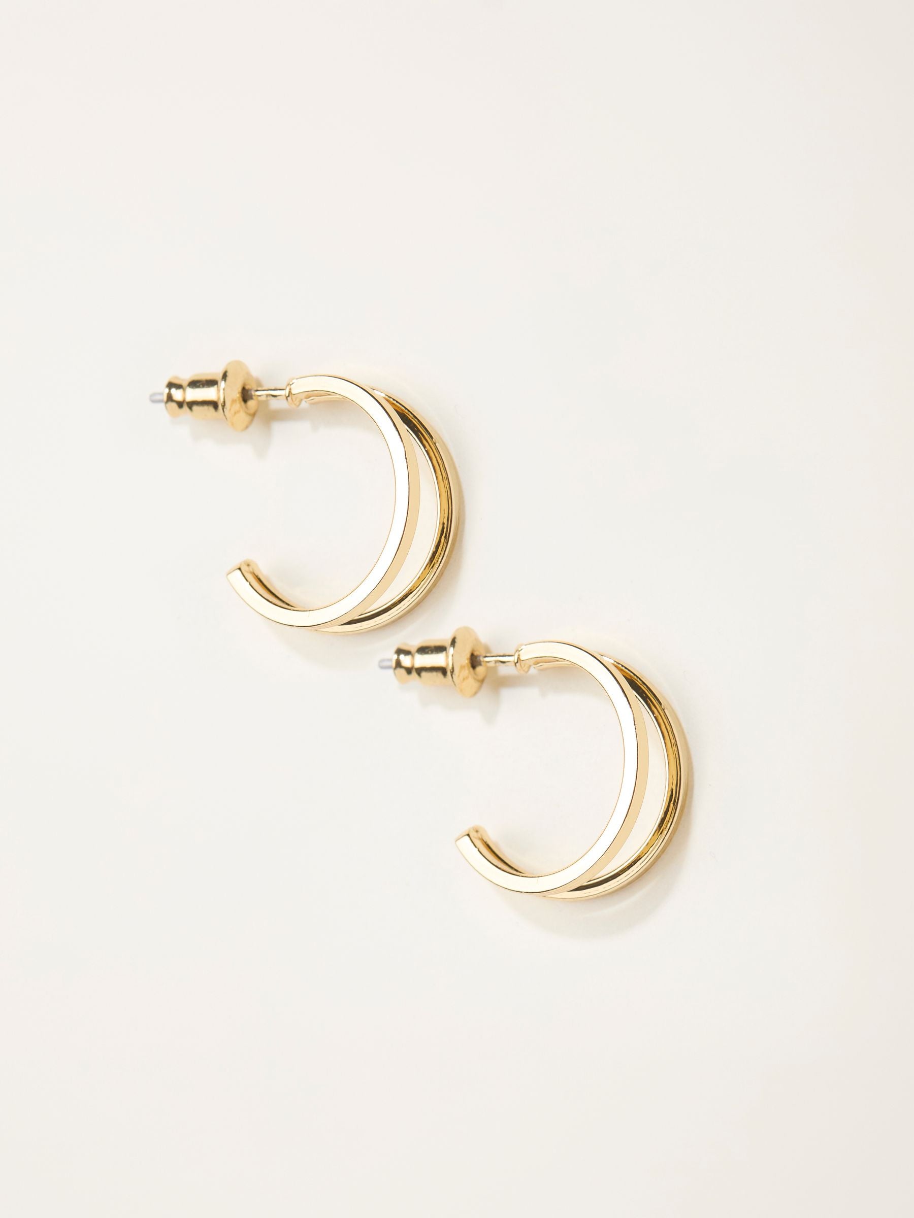 FatFace gold tone double hoop earrings 1.5cm, UK version