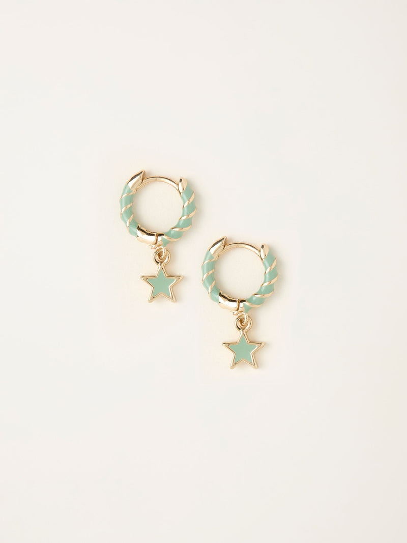 FatFace green star twist hoop earrings 2cm - British product