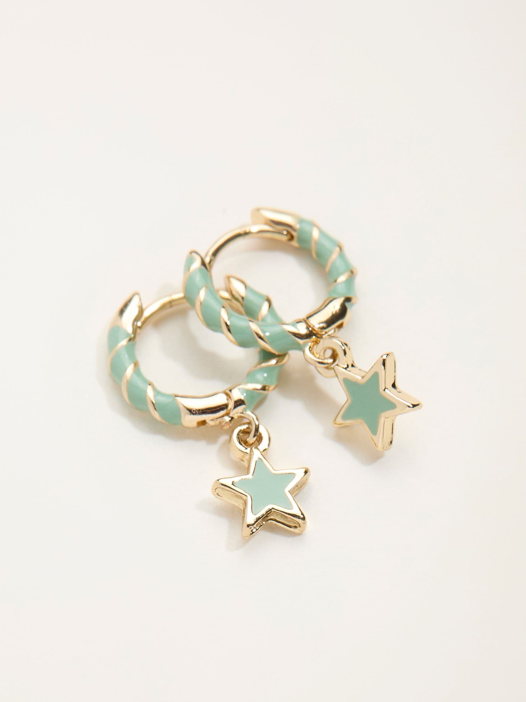 FatFace green star twist hoop earrings 2cm - British product