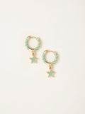 FatFace green star twist hoop earrings 2cm - British product