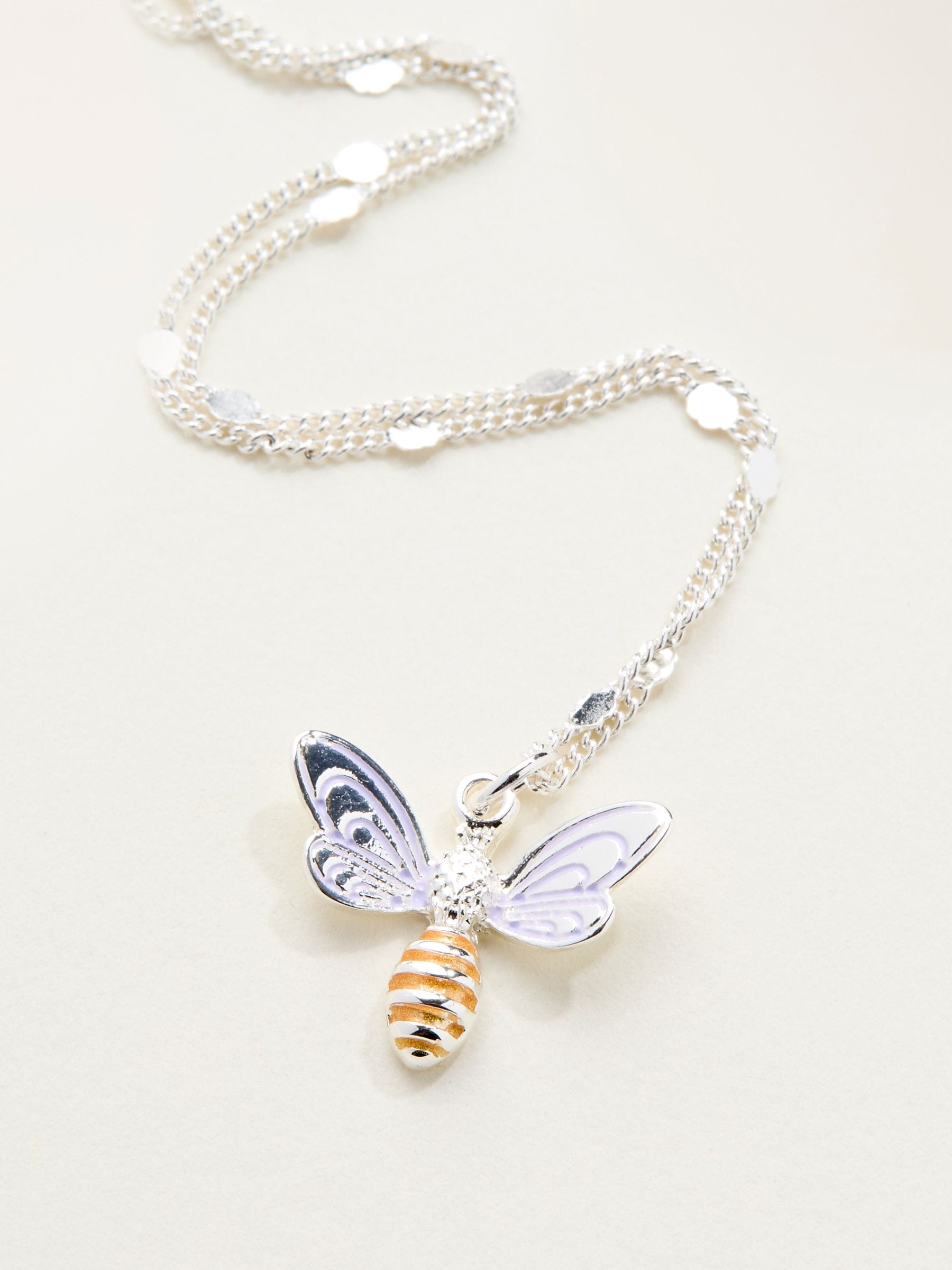 FatFace silver tone bee necklace - British product