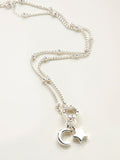FatFace silver tone star and moon necklace, imported from the UK