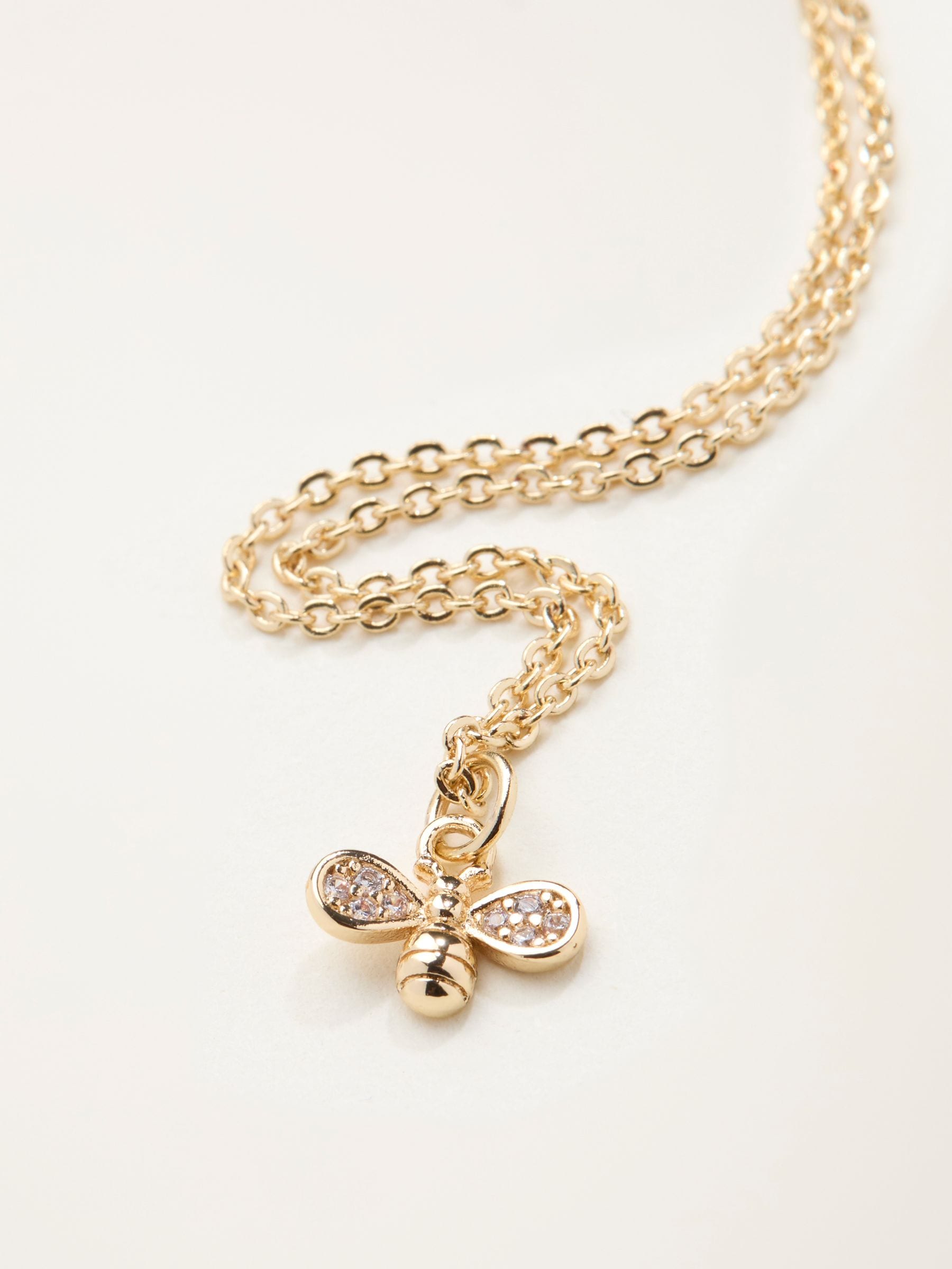 FatFace gold tone bee necklace 22cm (British brand)