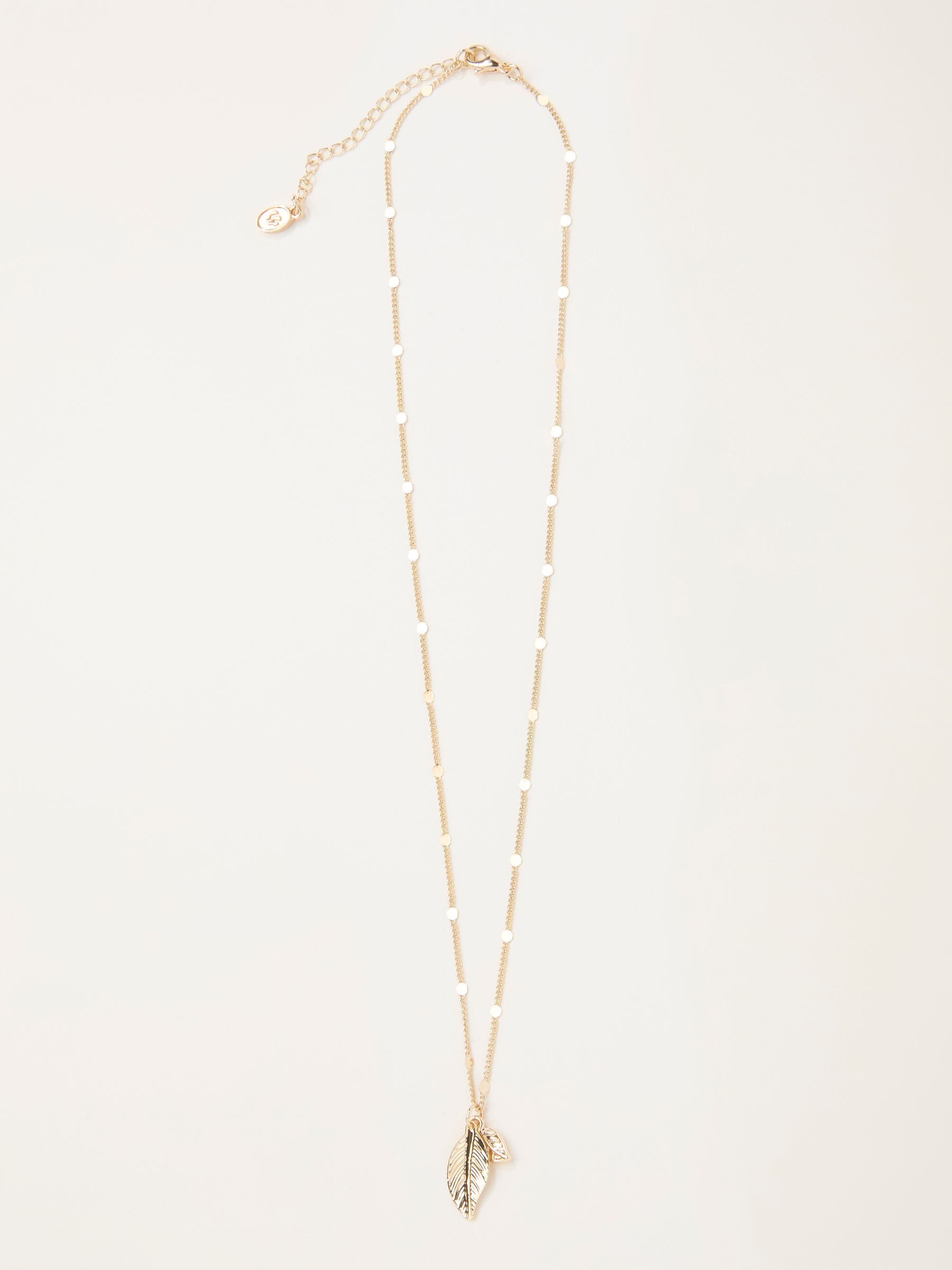 FatFace gold tone leaf charm necklace (British brand)