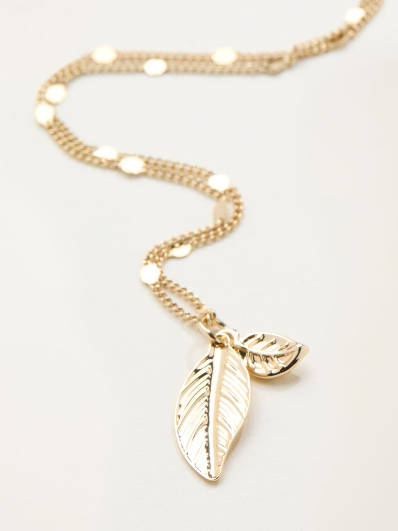 FatFace gold tone leaf charm necklace (British brand)