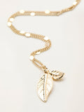FatFace gold tone leaf charm necklace (British brand)