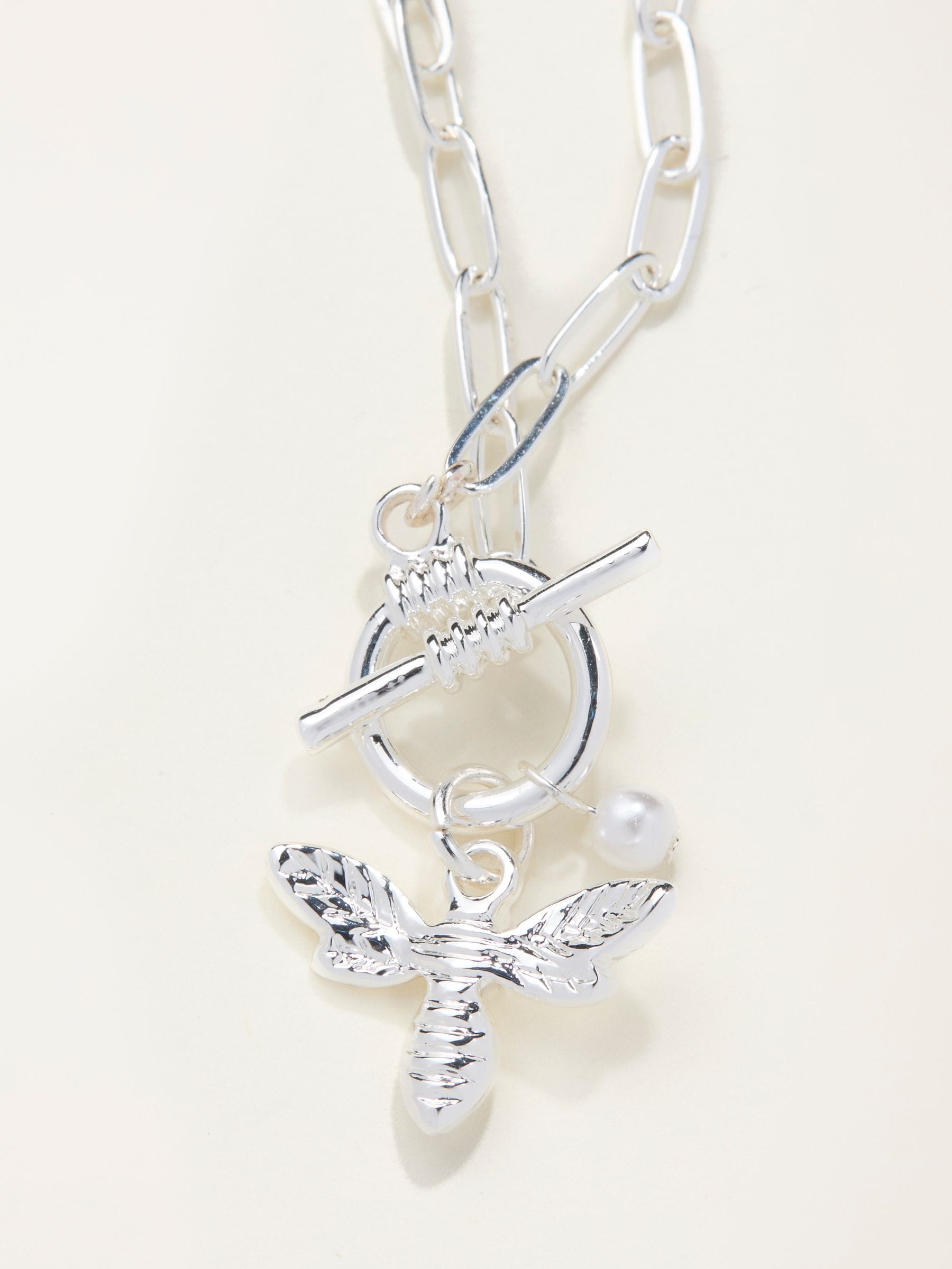 FatFace silver tone bee charm necklace 23cm, UK version