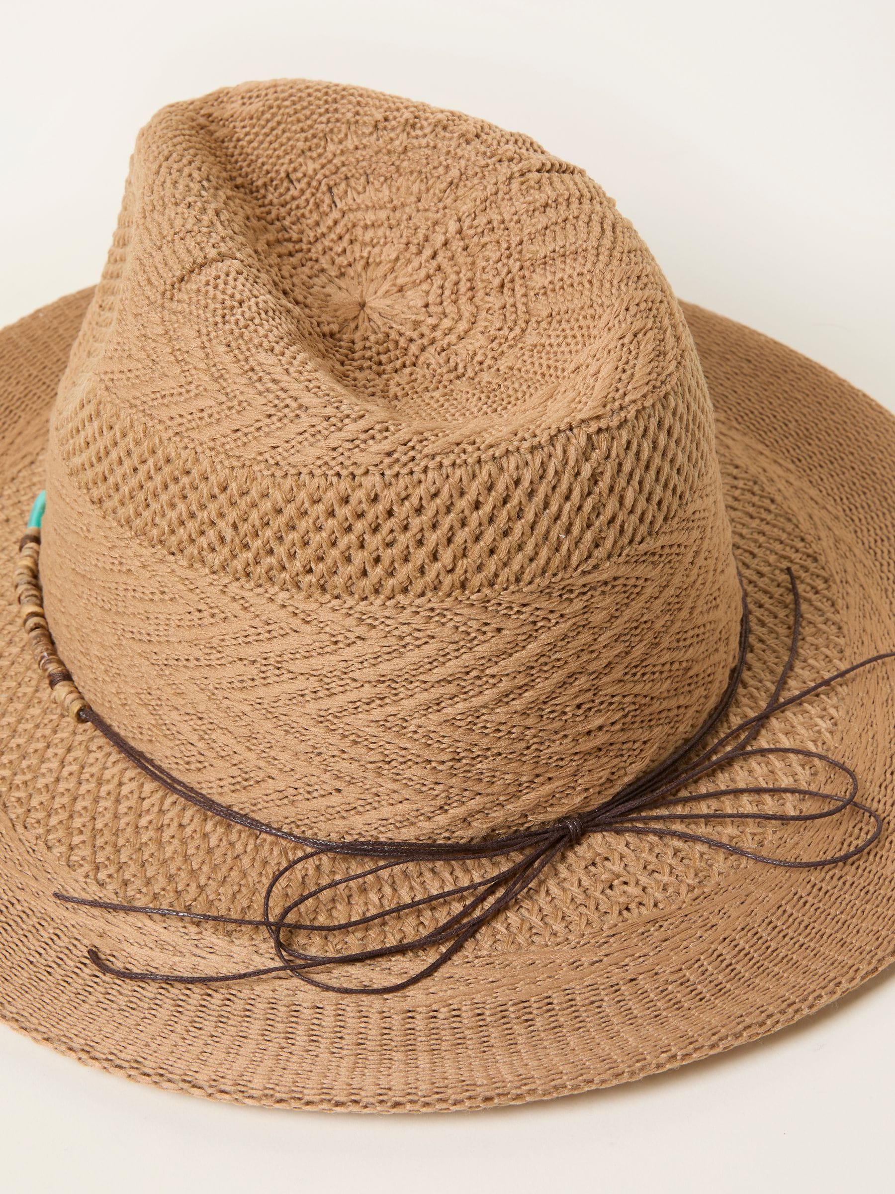 FatFace natural beaded trim fedora (British brand)