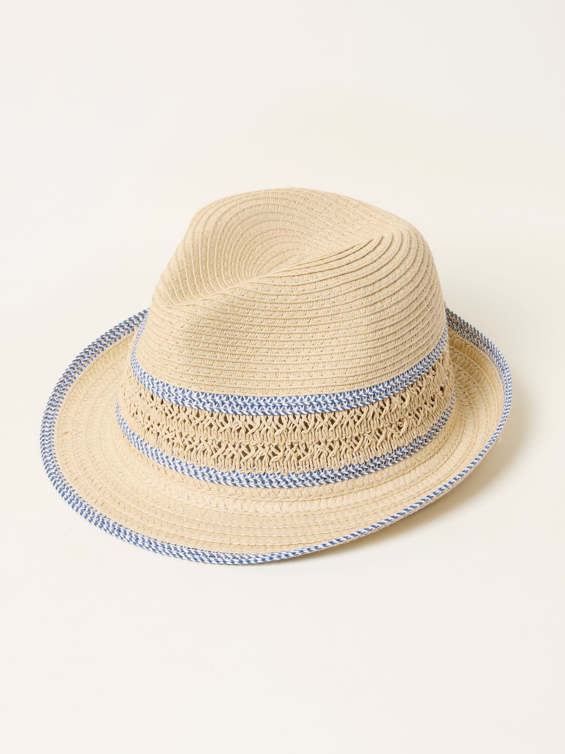 FatFace trilby straw hat with textured trim, imported from the UK