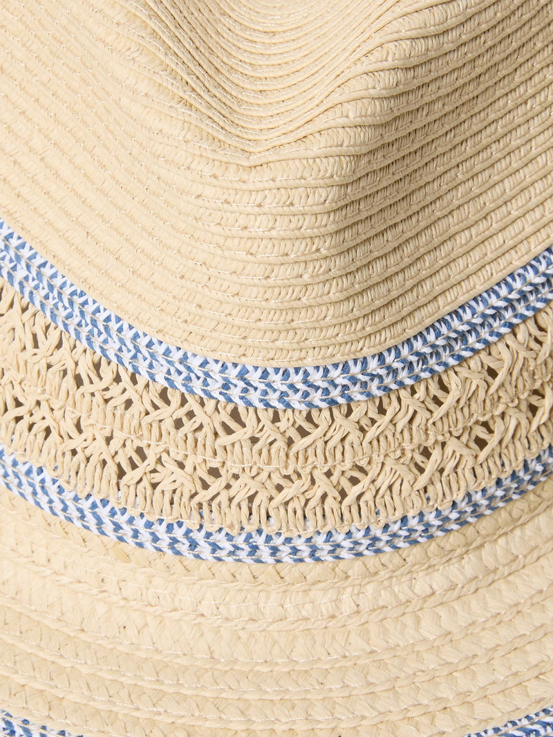 FatFace trilby straw hat with textured trim, imported from the UK