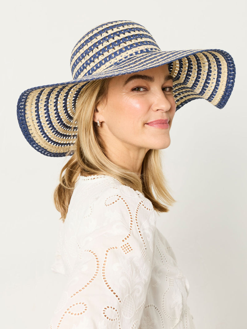 FatFace navy blue stripe straw sun hat, imported from the UK