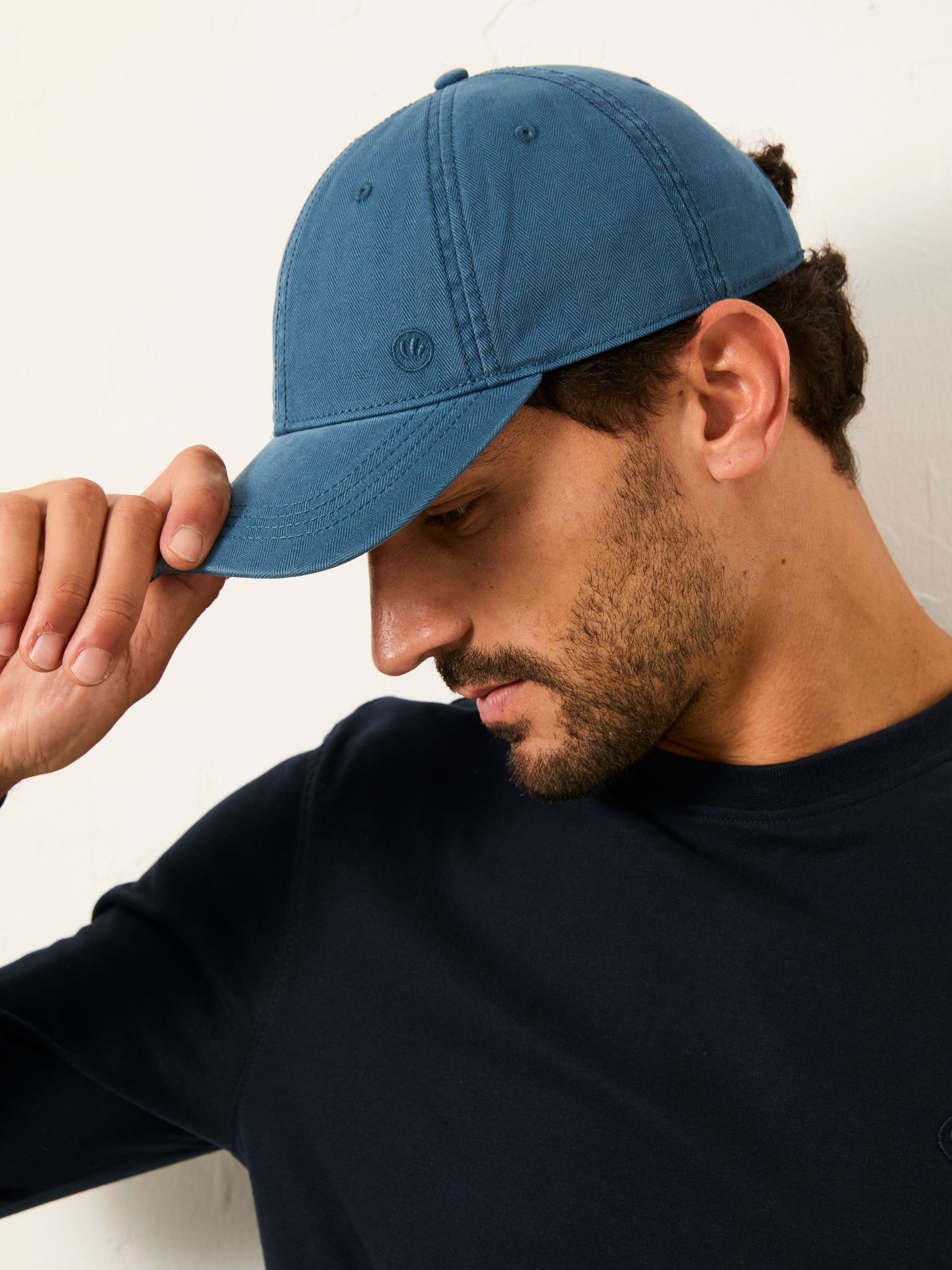 FatFace blue herringbone baseball cap (British brand)