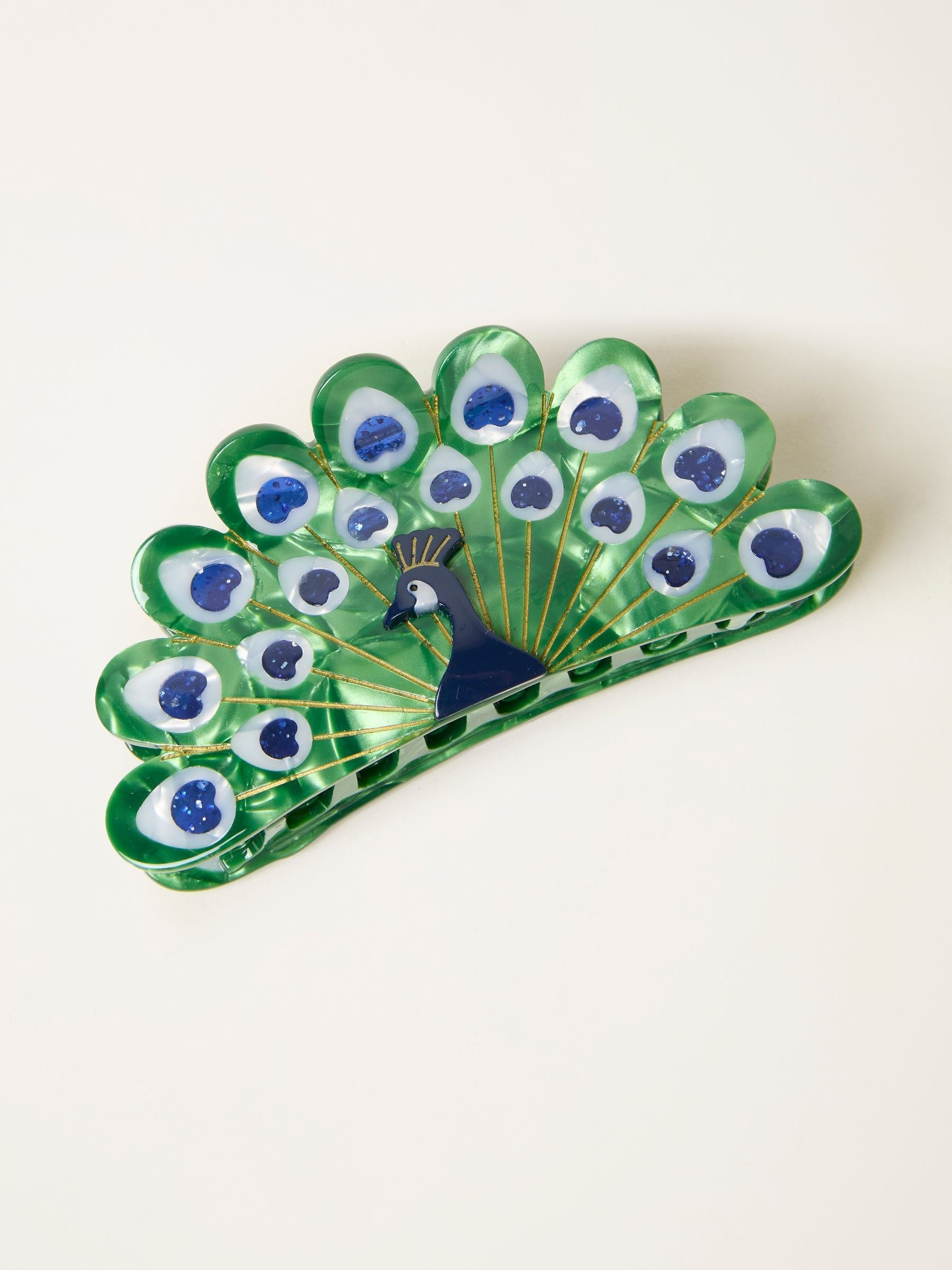 FatFace green peacock claw clip hair accessory UK version