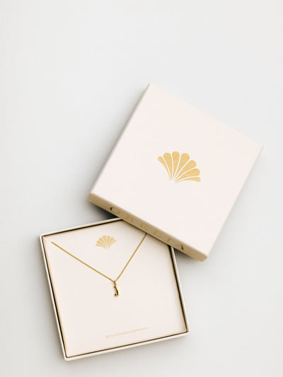 Gold Tone Waterproof Initial Necklace with Gift Box