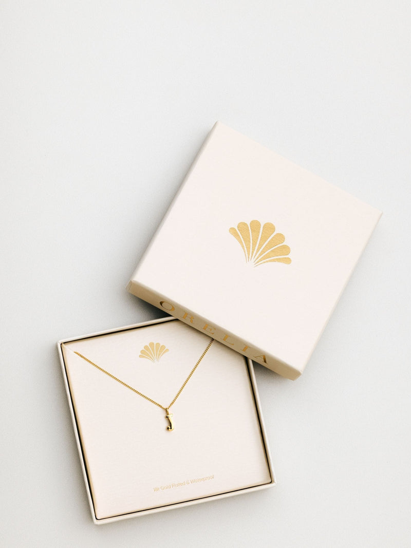 Gold Tone Waterproof Initial Necklace with Gift Box