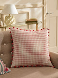 Nina Campbell red woven pom cushion 50cm, UK version