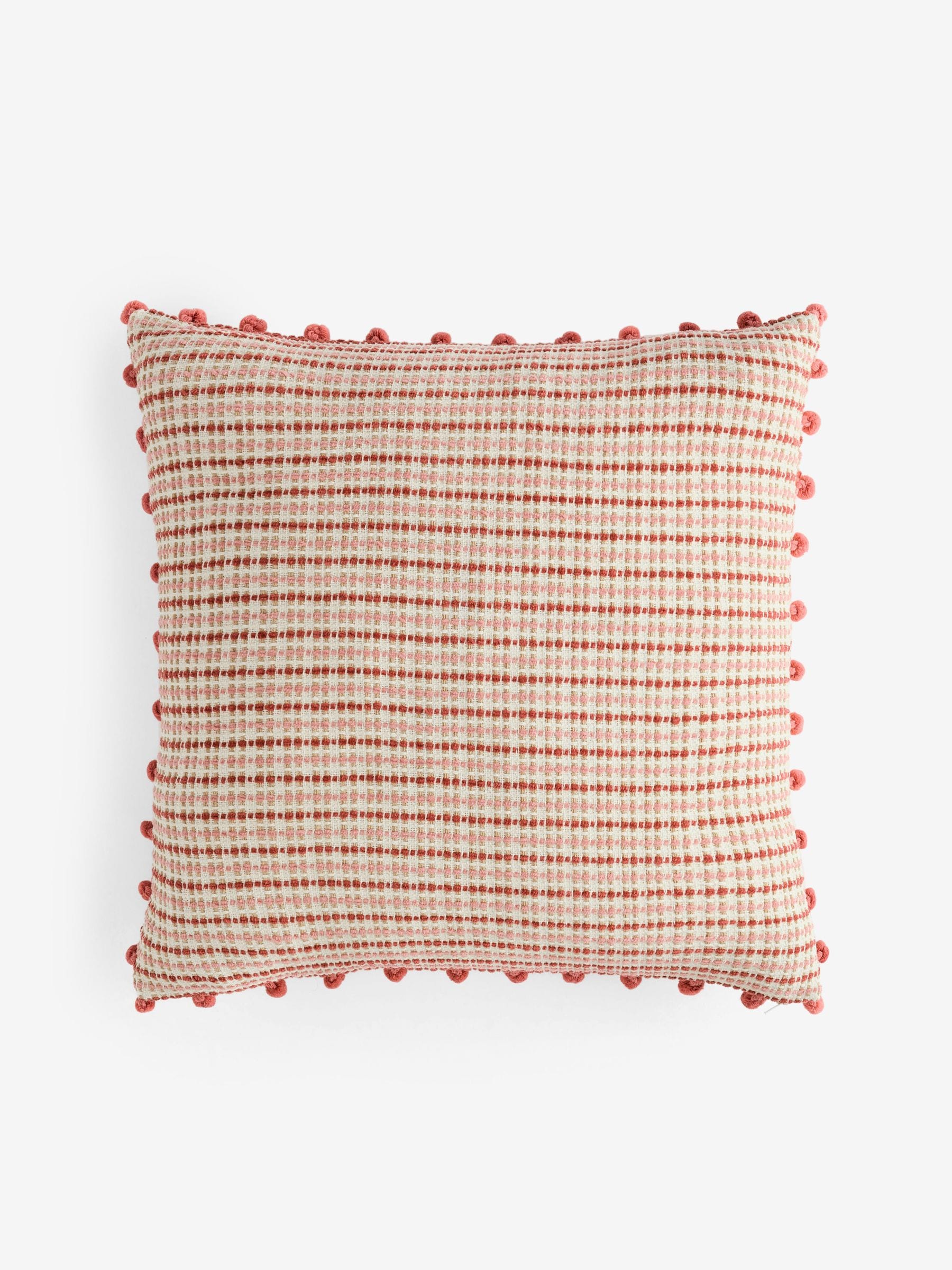 Nina Campbell red woven pom cushion 50cm, UK version