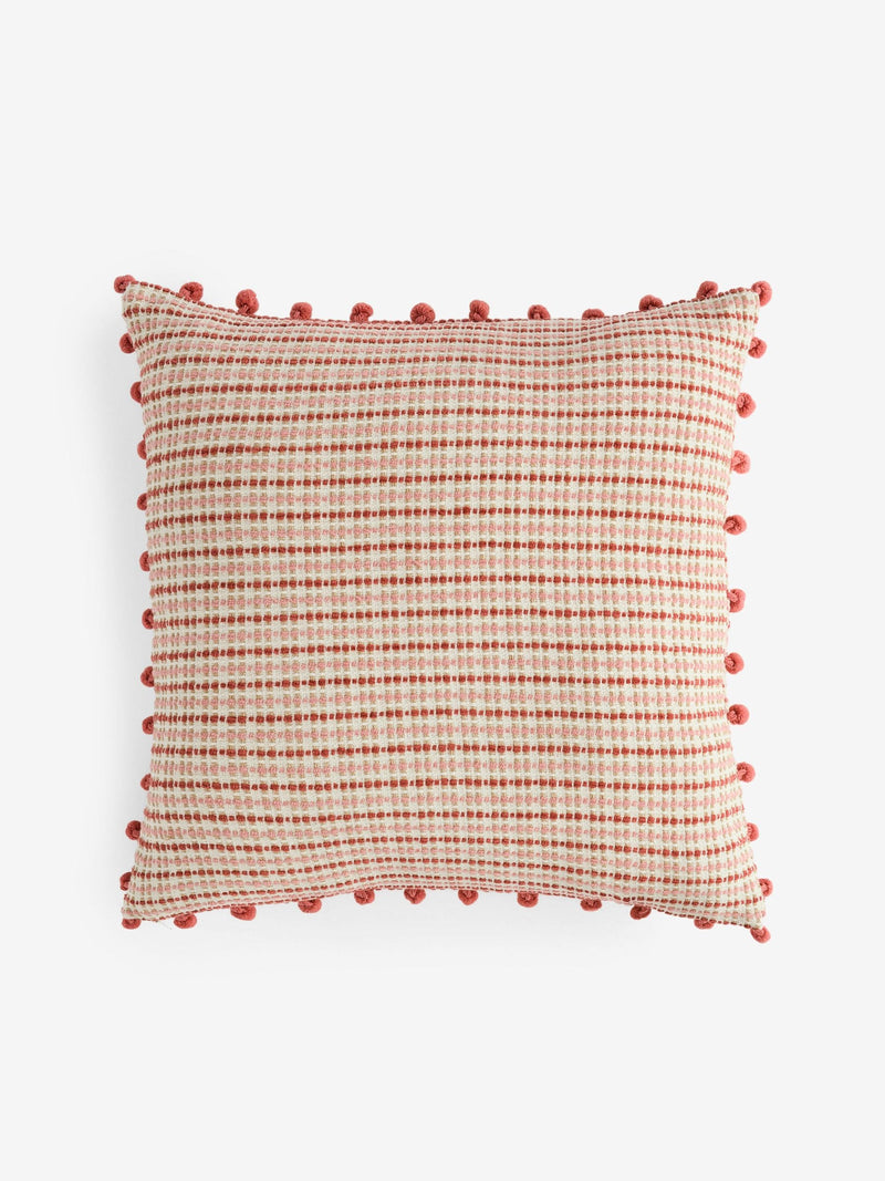 Nina Campbell red woven pom cushion 50cm, UK version