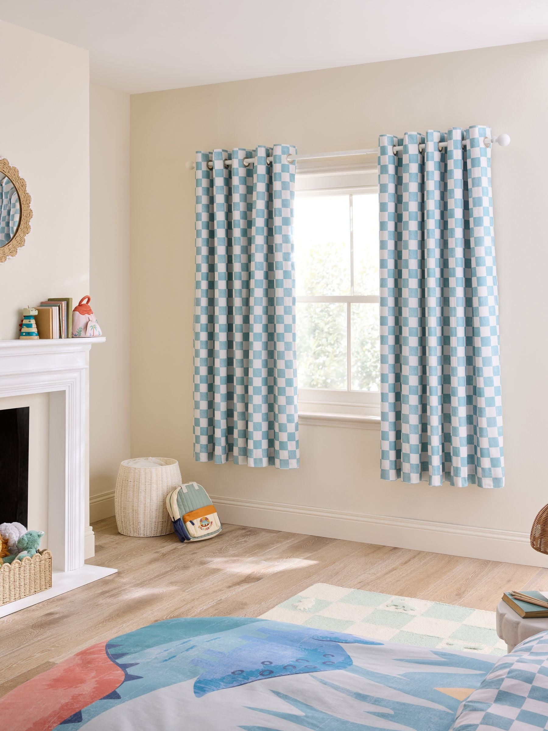 Jojo Maman Bébé checkerboard blackout curtains (British brand)