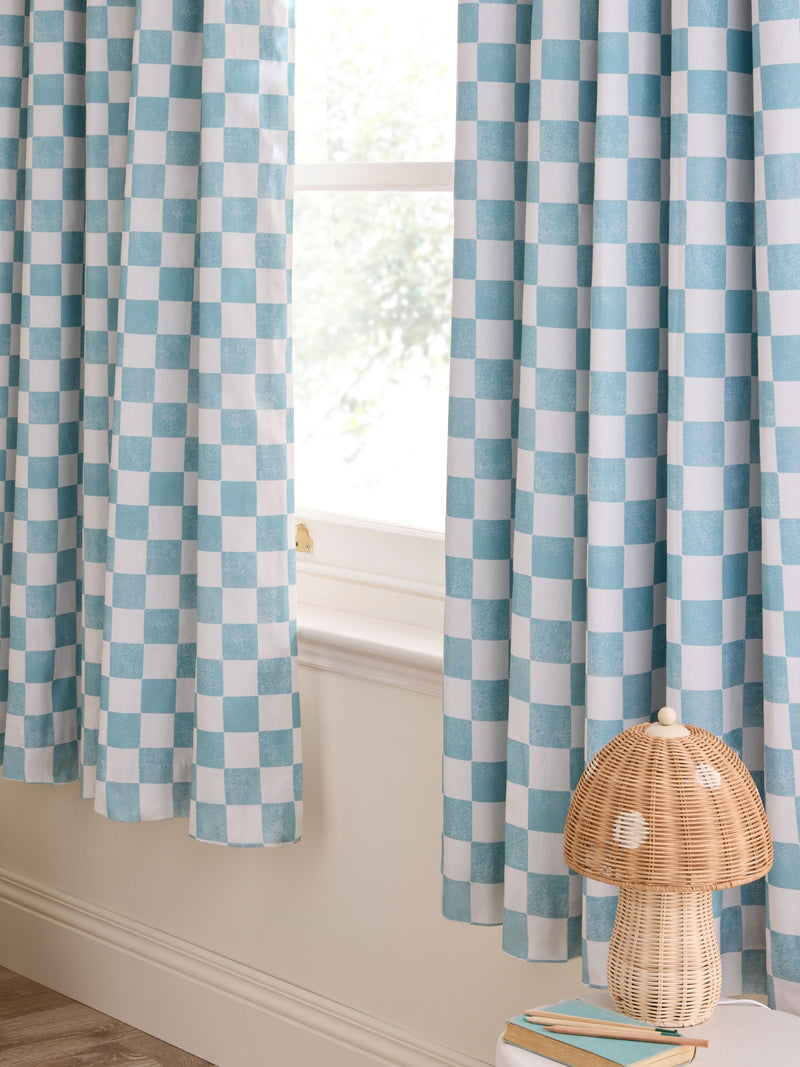 Jojo Maman Bébé checkerboard blackout curtains (British brand)