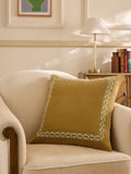 Nina Campbell ochre embroidered cushion 50cm, UK version
