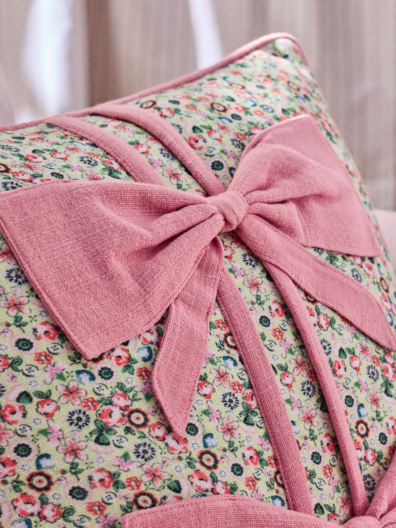 Cath Kidston pink ditsy bows cotton cushion 45cm, imported from the UK