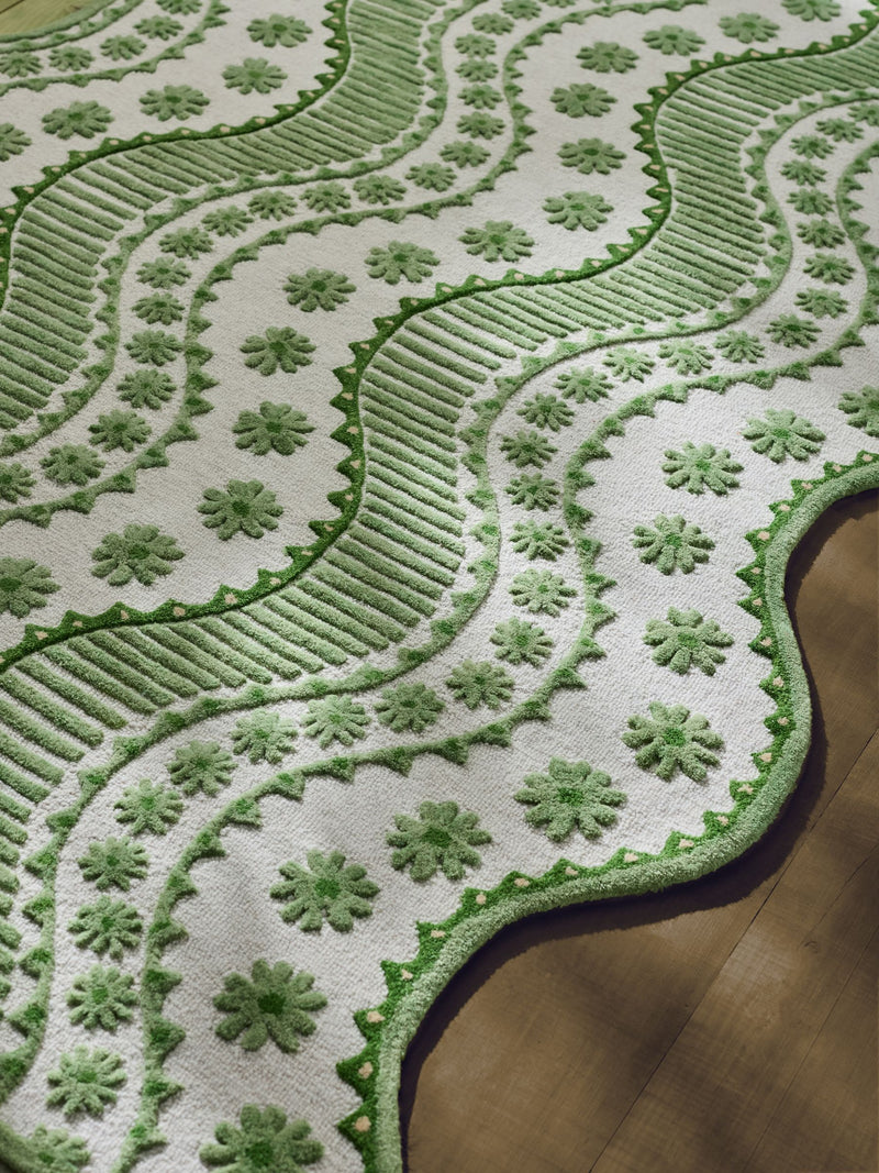 Cath Kidston Green Spitalfields tufted wool rug, imported from the UK