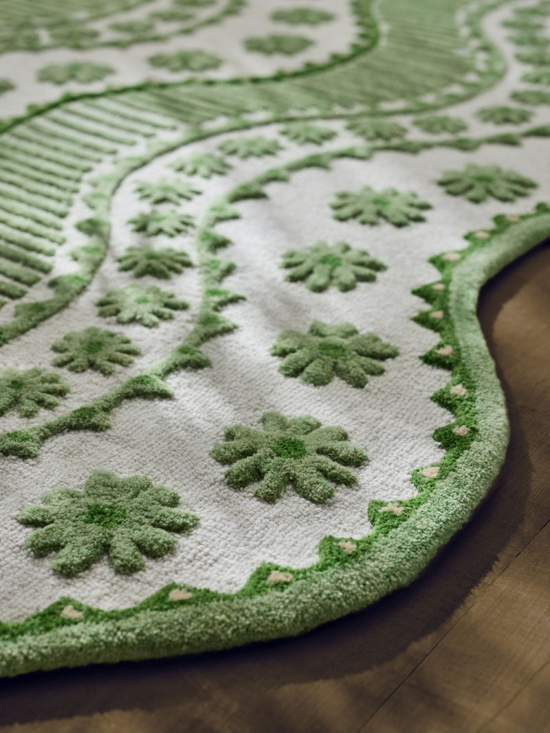 Cath Kidston Green Spitalfields tufted wool rug, imported from the UK