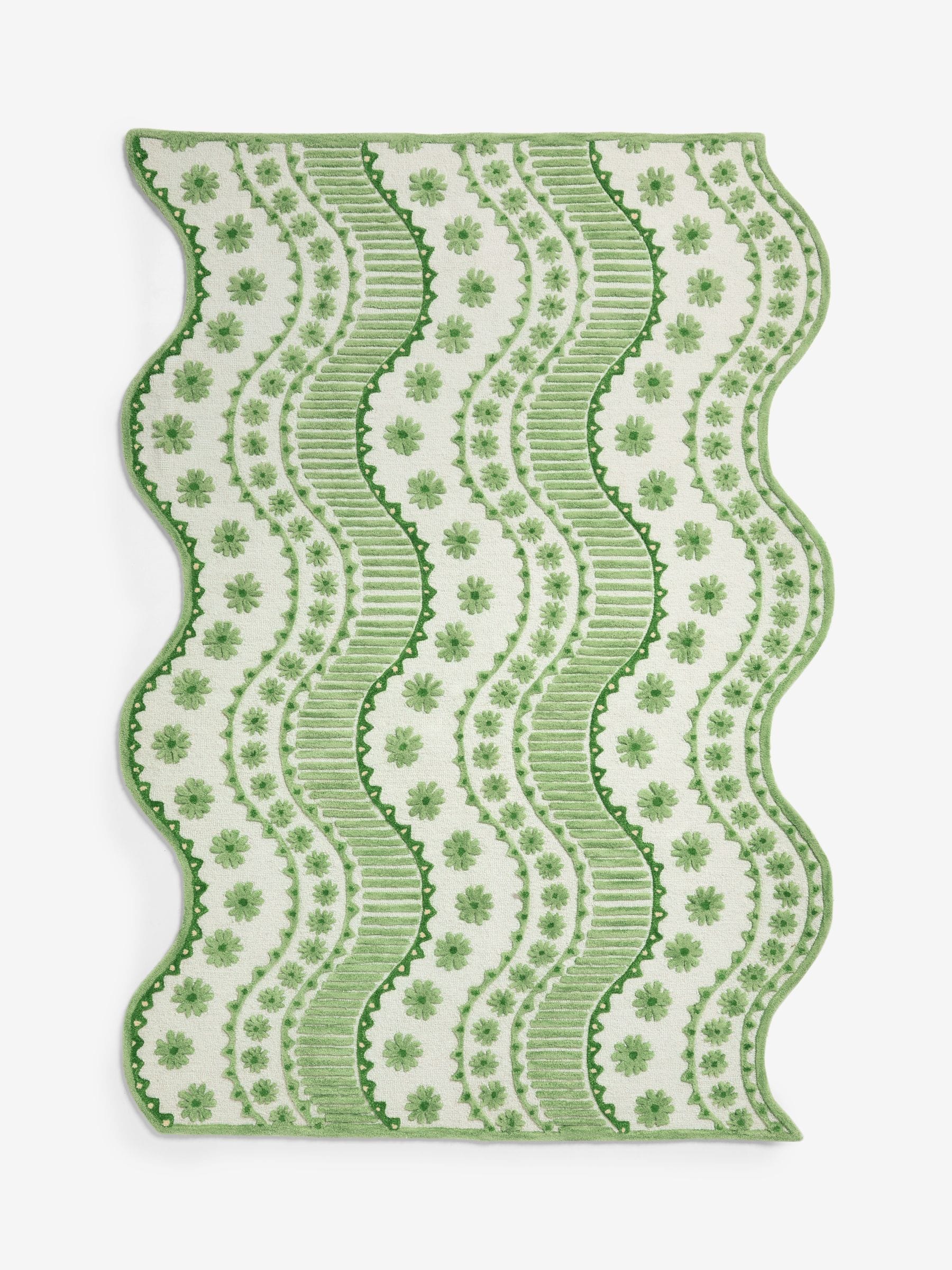 Cath Kidston Green Spitalfields tufted wool rug, imported from the UK