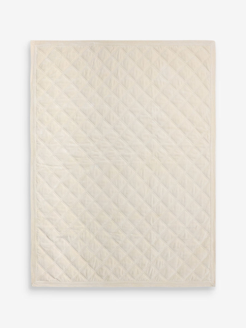Nina Campbell natural washed cotton velvet quilted bedspread (British brand)