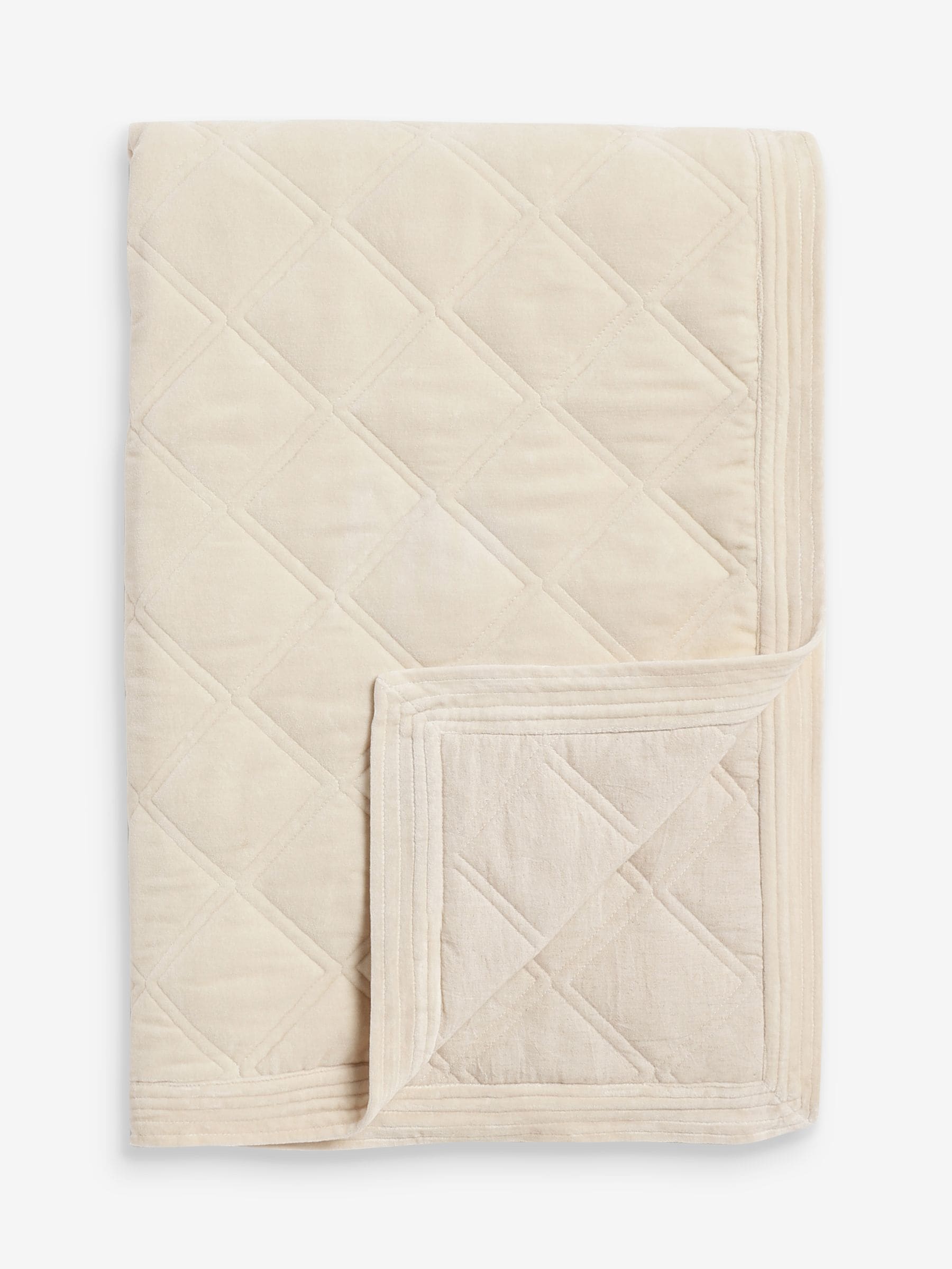 Nina Campbell natural washed cotton velvet quilted bedspread (British brand)