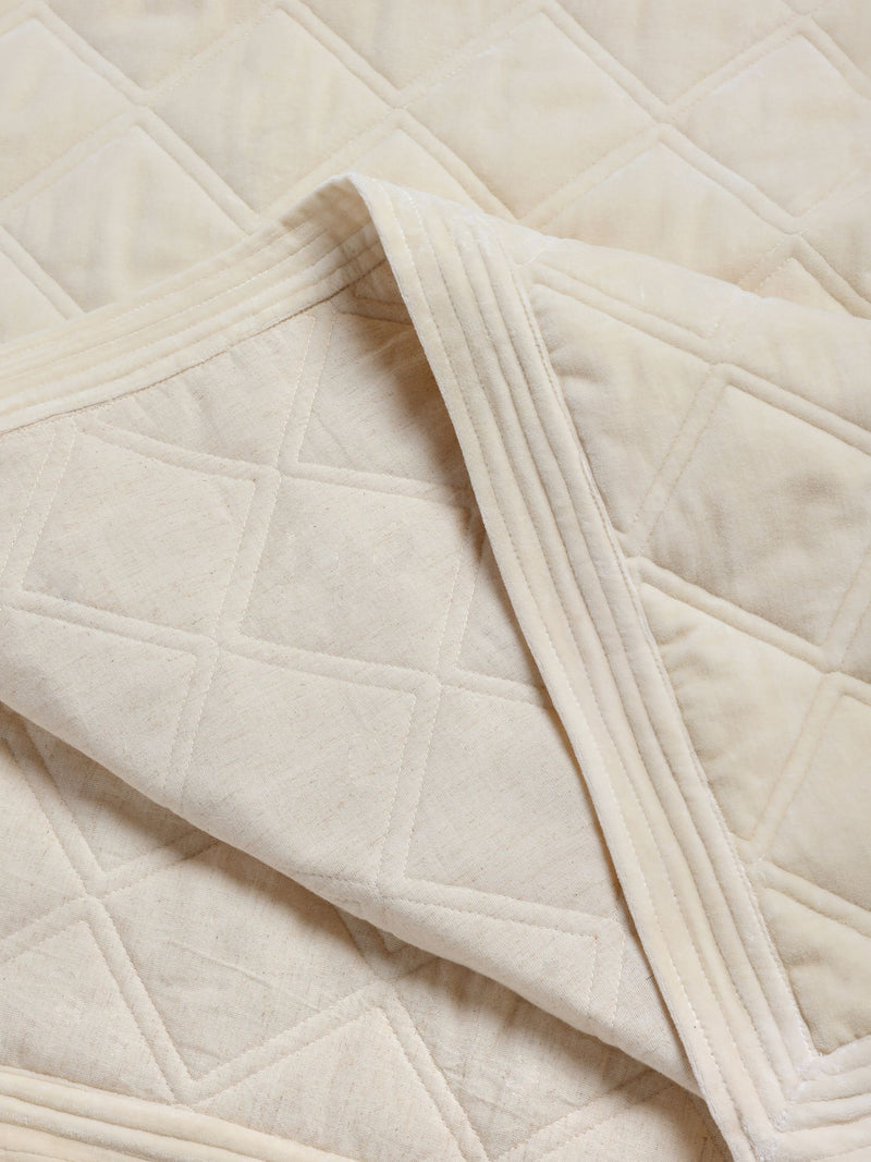Nina Campbell natural washed cotton velvet quilted bedspread (British brand)