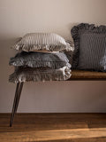 The Set 4 Pack Black/Natural Stripe Ruffle Cotton Cushion Covers