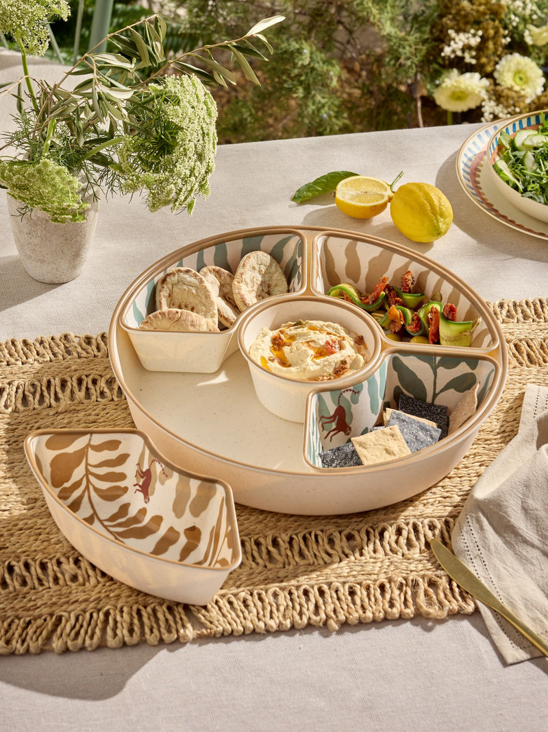 Natural Vacation picnic chip and dip set monkey leaf print - British product